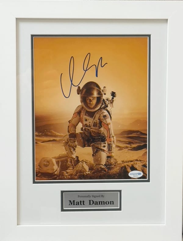 Matt Damon Signed "The Martian" FRAMED Poster (AutographCOA)