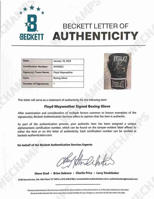 Floyd Mayweather Signed Boxing Glove (BECKETT)