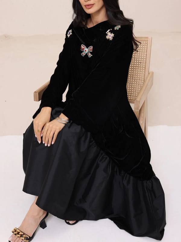 Black Velvet with Tafta Kaftan R2