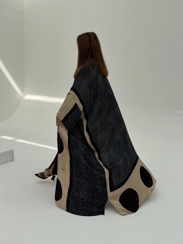 Bisht Pure Silk Handblock Abaya U15
