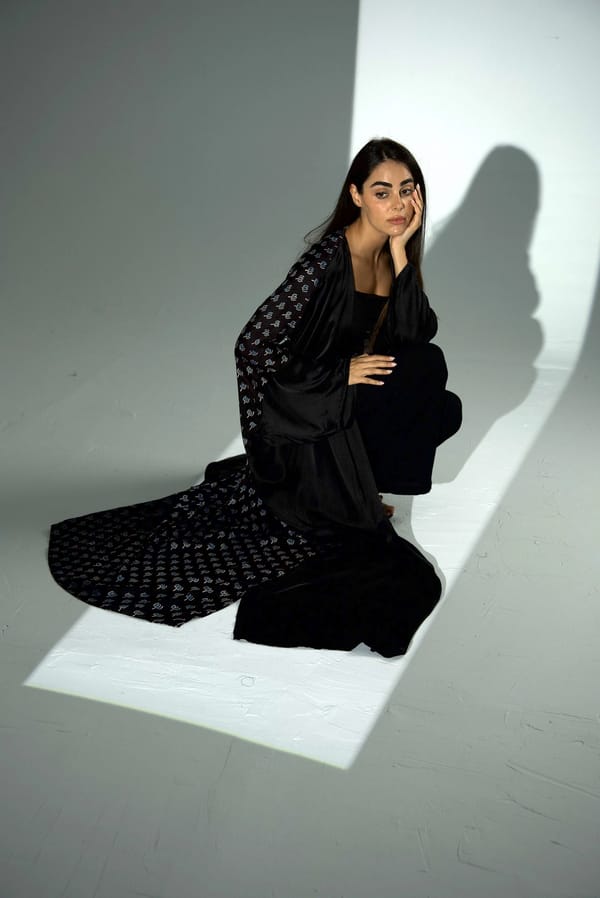 Bisht Pure Silk Handblock Abaya A40