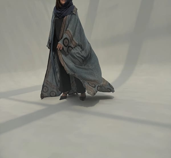 Bisht Pure Silk Handblock Abaya M8
