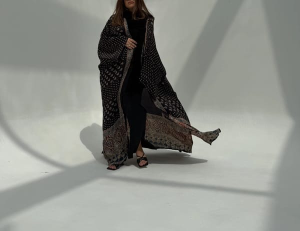 Bisht Pure Silk Handblock Abaya C1