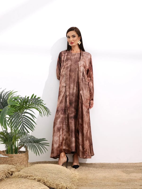 طقم عباية نسائي أنيق – عباية + دريس + شيلة | wb165