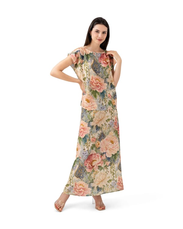 Floral Crepe Skirt Set - T119F