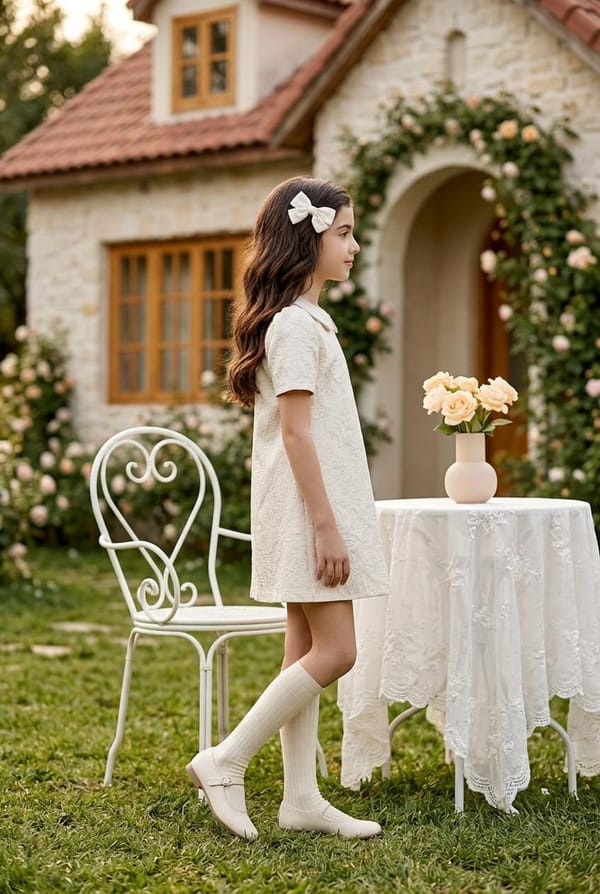 Warm Cream Jacquard Dress