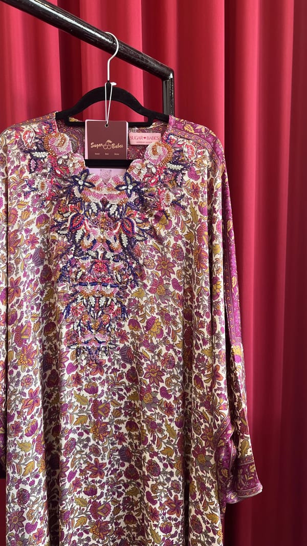 Satin Kaftan - Pink