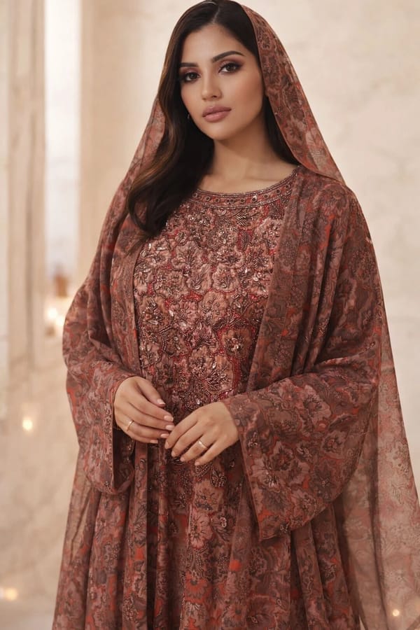 Satin Kaftan - Brown