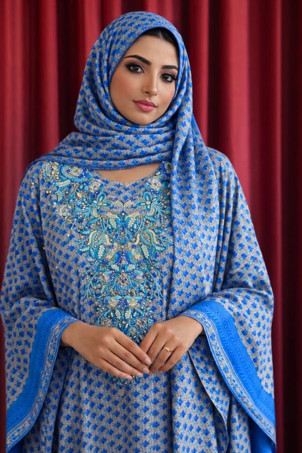 Satin Kaftan - Blue