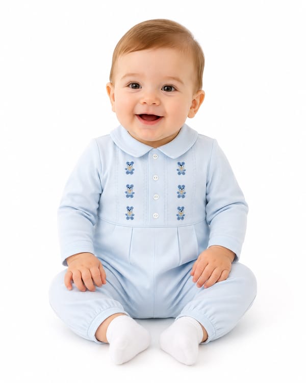 Baby Boys’ Teddy Embroidered Romper