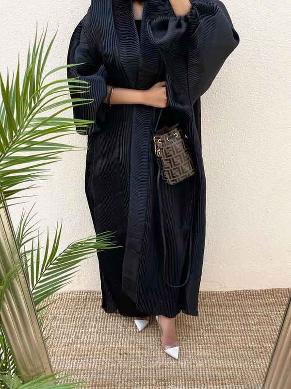 pleated organza abaya