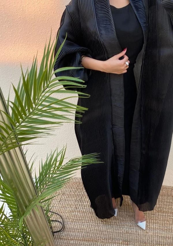 pleated organza abaya