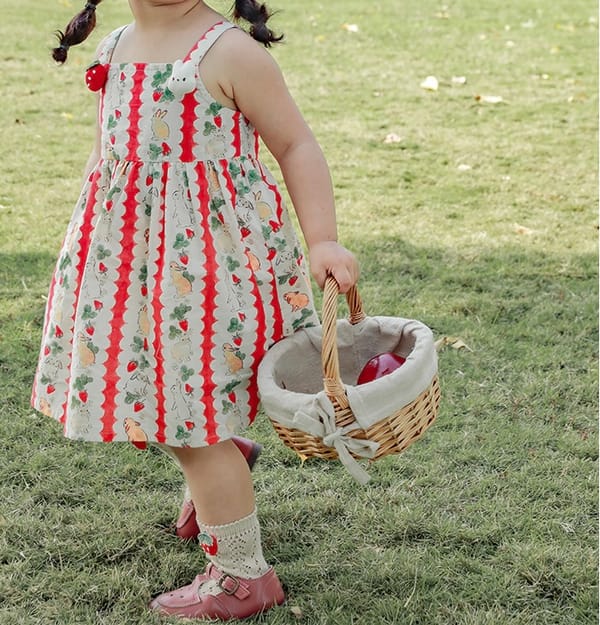 bunny garden dress (red)