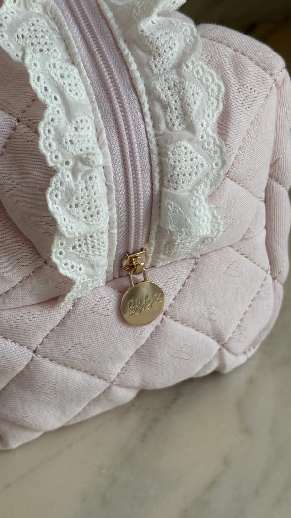 Pink heart toiletries pouch 🧼💖🧴