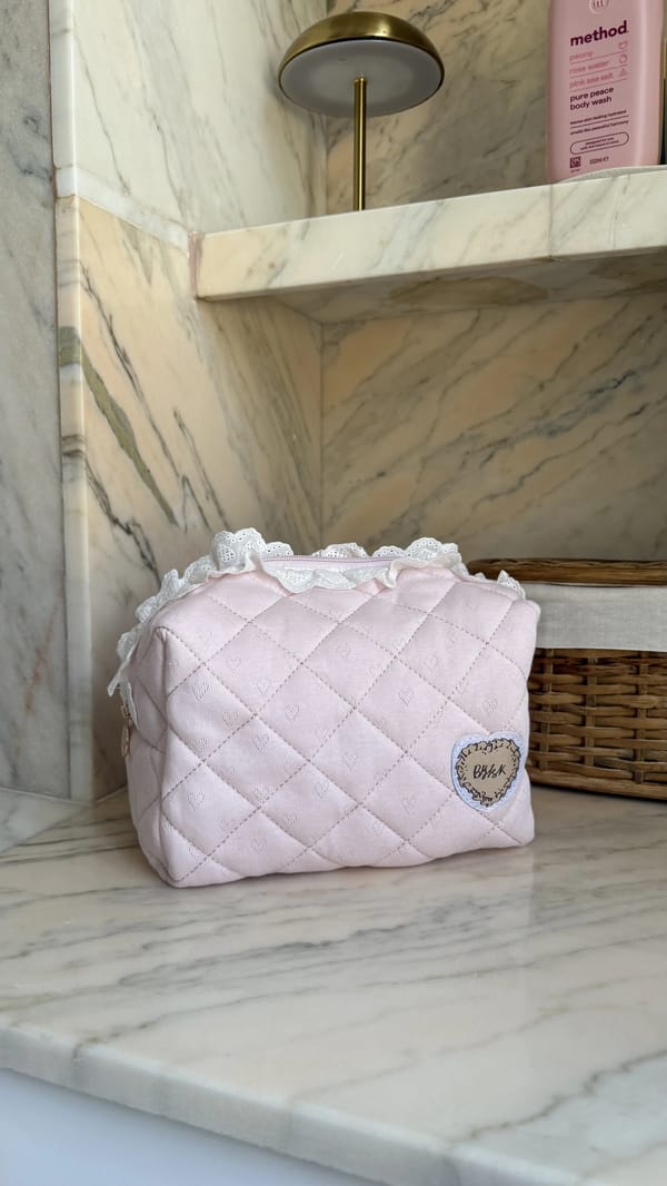 Pink heart toiletries pouch 🧼💖🧴