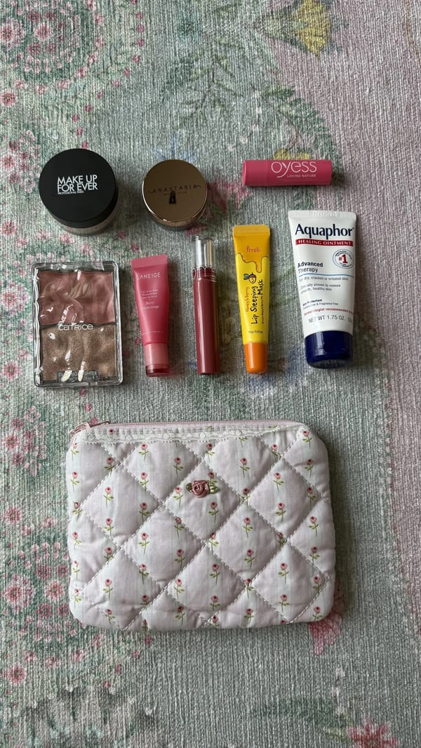 Rose blush touch up pouch🌸