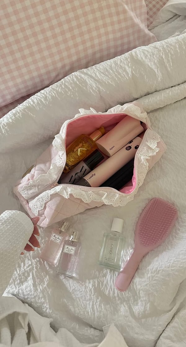 Pink heart hair tool pouch