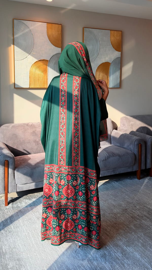 Culture  Printed Abaya Green