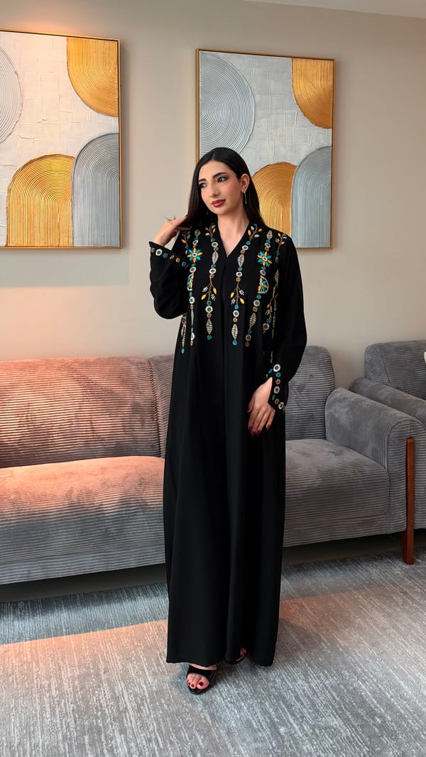 nawras abaya black
