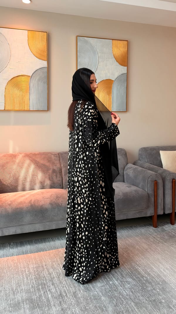 Deer Print abaya Black