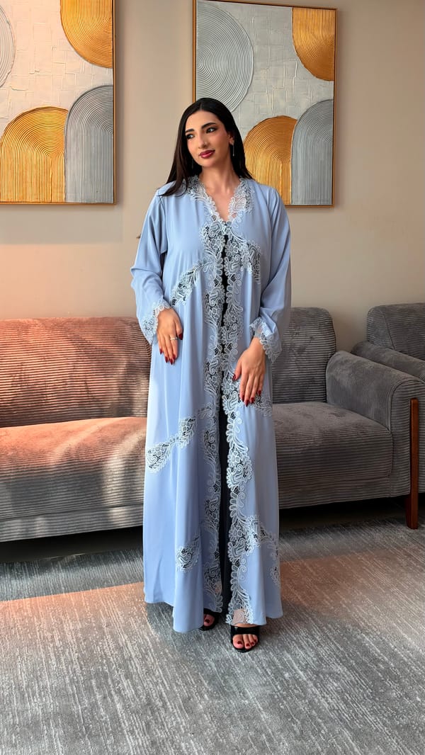 Rawda abaya sky blue