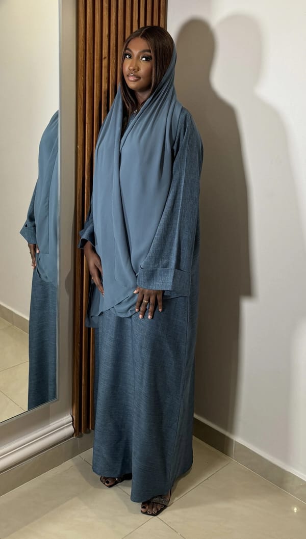 Linen abaya closed blue