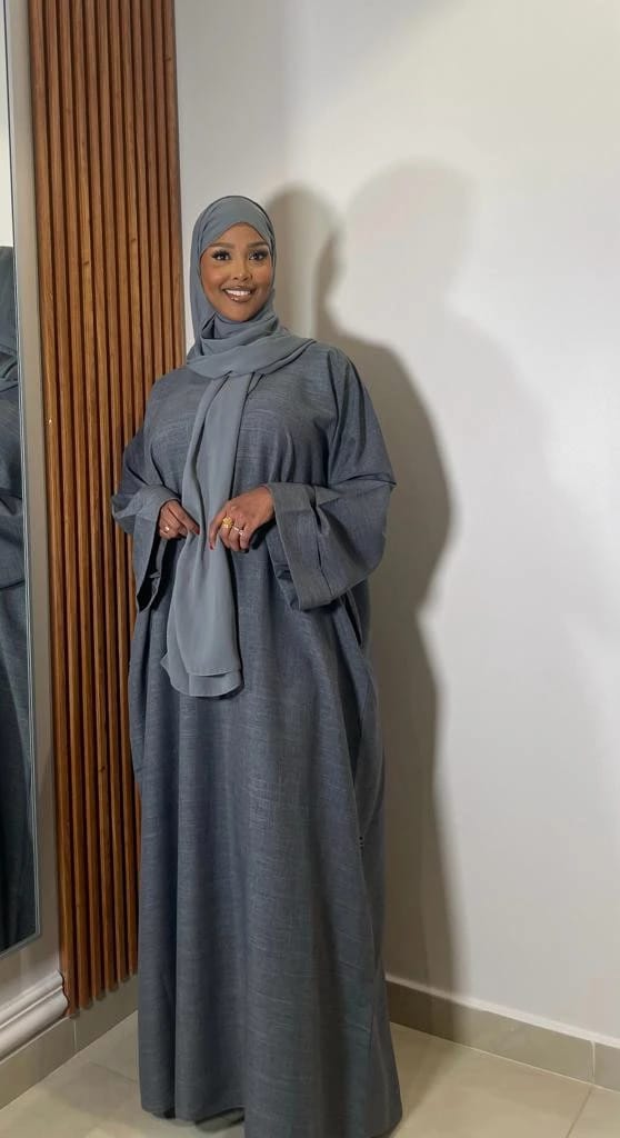 Linen Grey Closed abaya