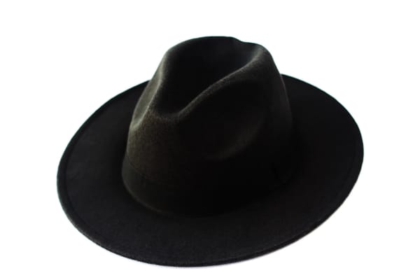 Black ST Fedora Hat Edition Woolen Brim ,Panama Caps