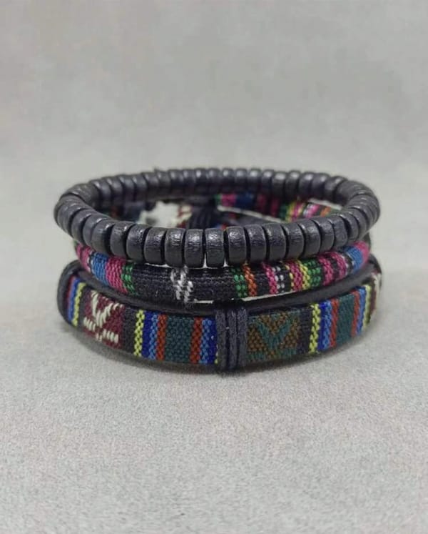 3 Pieces Set Men Color Block Bracelet