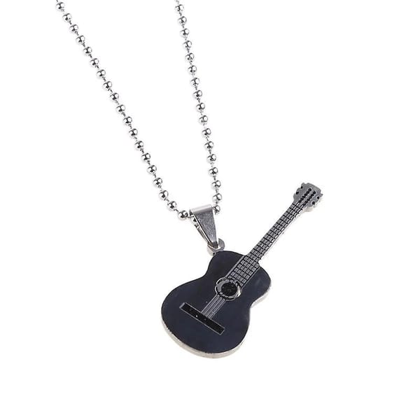 Men's Stainless Steel Guitar Pendant Necklace