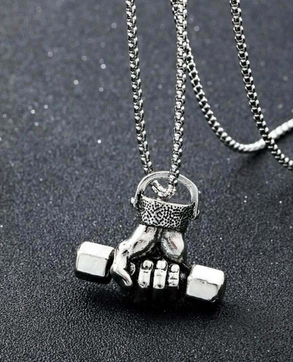 Men Dumbbell Charm Necklace
