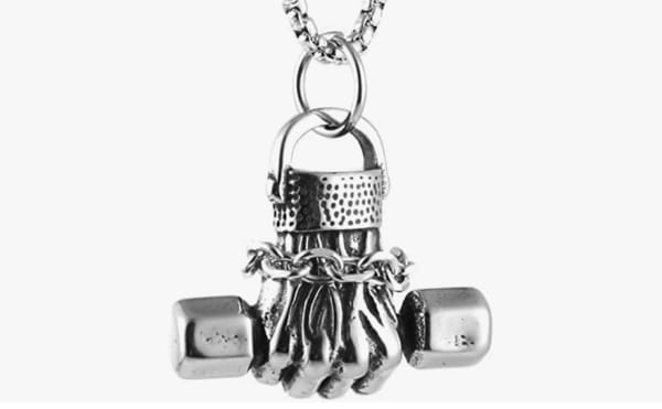 Men Dumbbell Charm Necklace