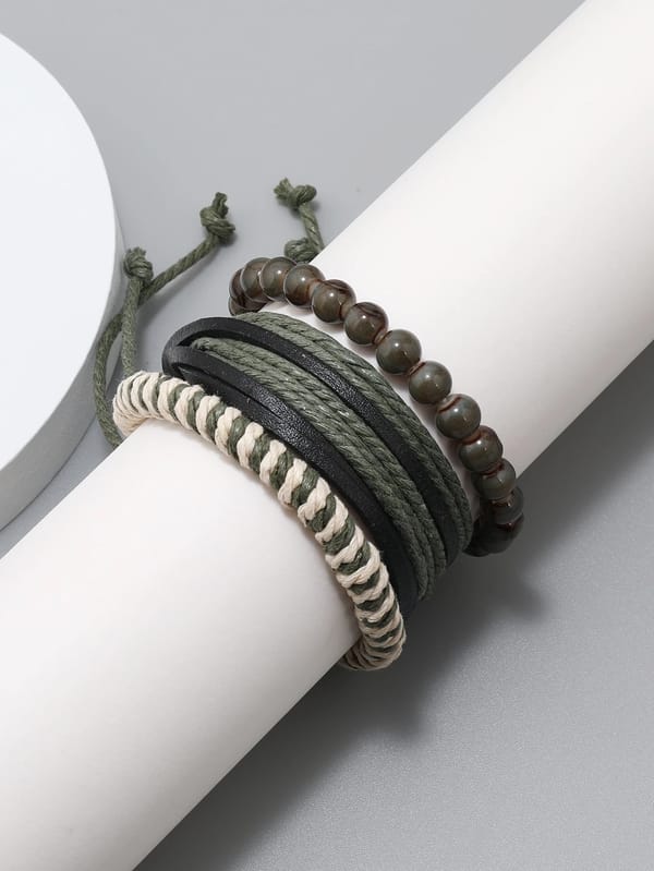 3 Pieces Men Minimalist Beaded Bracelet
