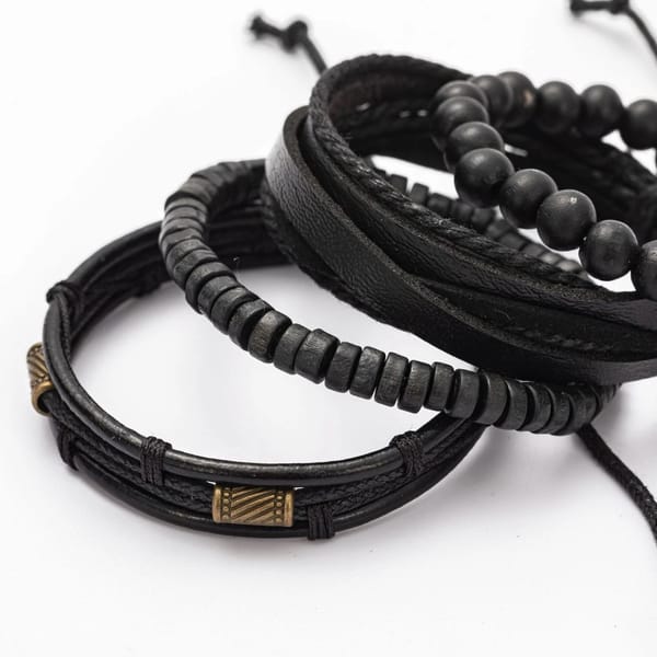 4 Pieces Men Beaded Punk Hip Bracelet