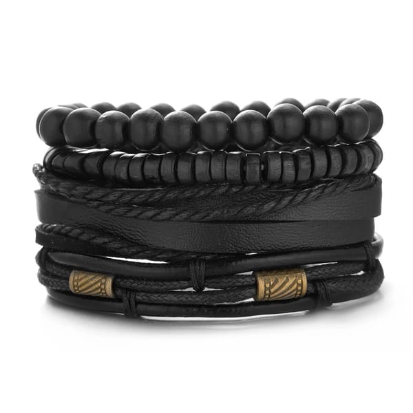 4 Pieces Men Beaded Punk Hip Bracelet