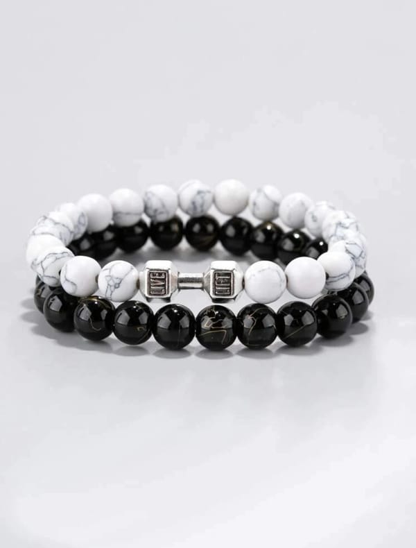 2 Pieces Men Beaded Bracelet