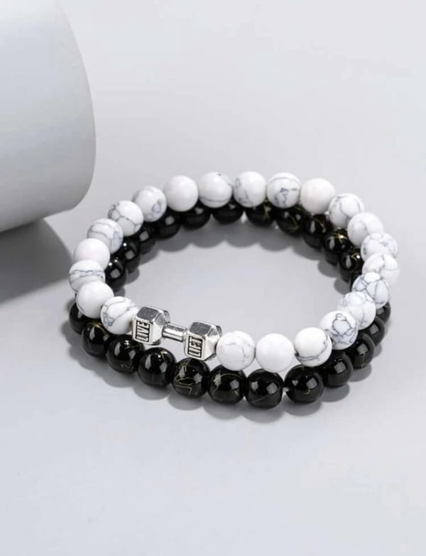 2 Pieces Men Beaded Bracelet