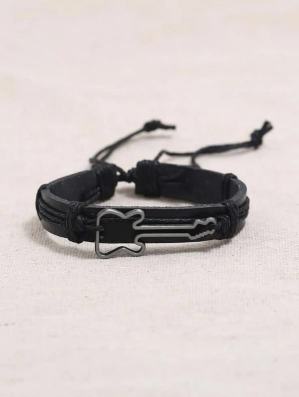 Alloy Guitar Woven Leather Handmade Bracelet