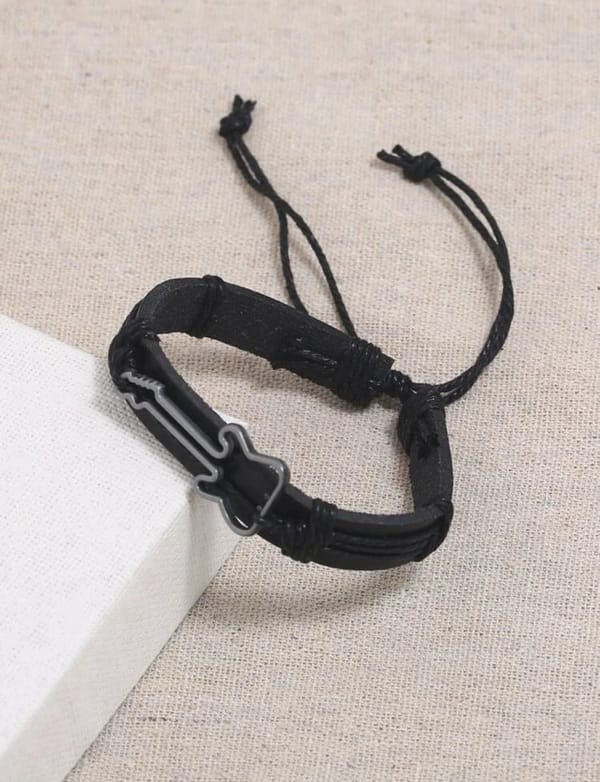 Alloy Guitar Woven Leather Handmade Bracelet