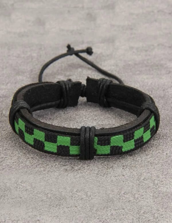 Men Plaid Pattern Bracelet