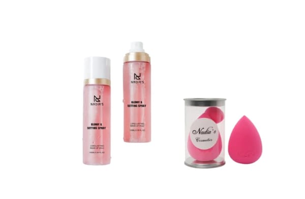 Moisturizing Makeup Glowy Setting spray & Pink Beauty blender