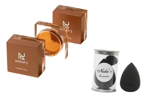 Eyebrow wax & black beauty blender