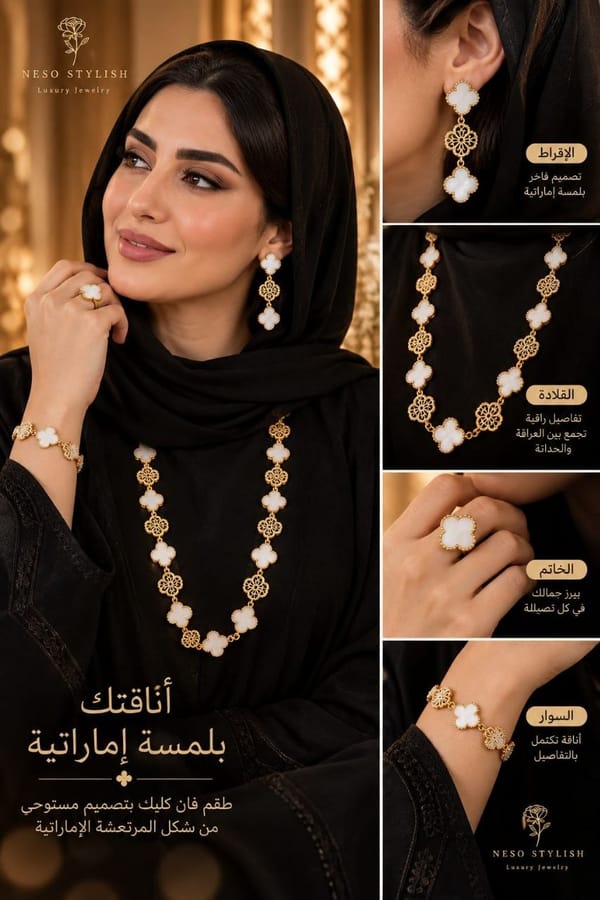 طقم فان كليف فاخر مطلي بالذهب