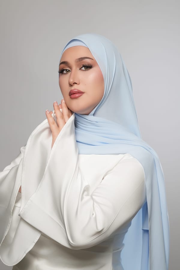 Messy Chiffon-Powder Blue