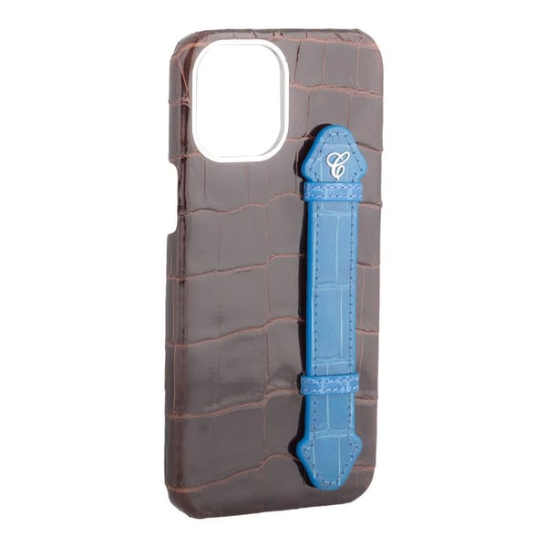 Brown Croc Blue Side Finger case for 12 Pro