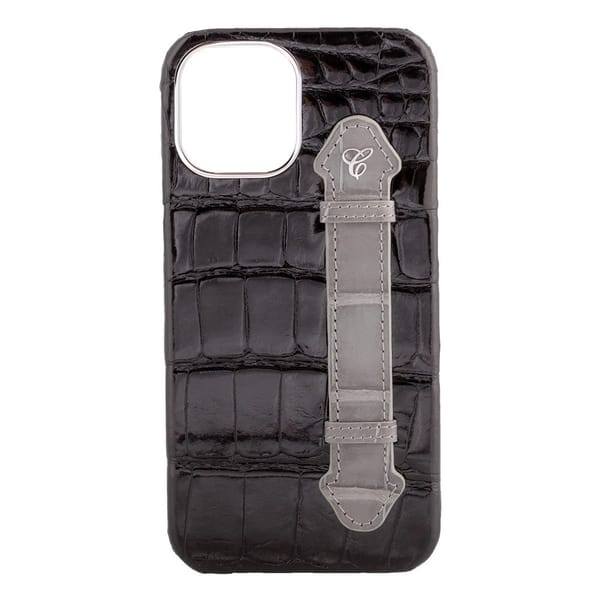 Black Croc Grey Side Finger case for 12 Pro Max