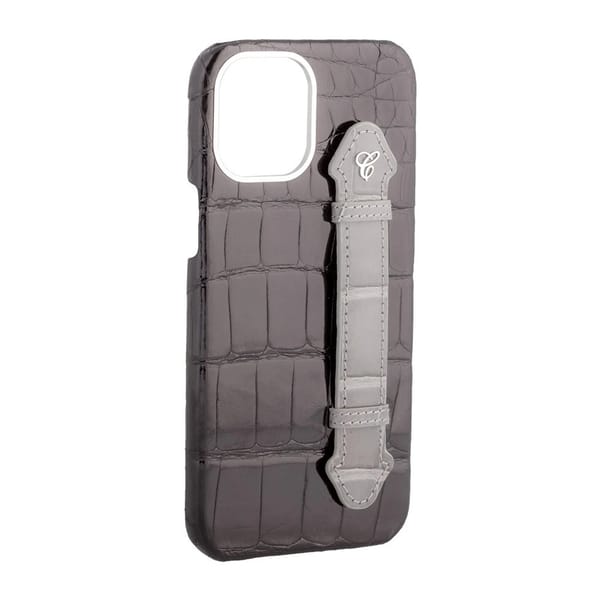Black Croc Grey Side Finger case for 12 Pro Max
