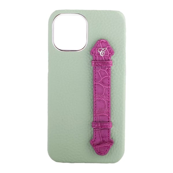 Pastel Green Togo/ Purple Croc Side Finger case for 12 Pro Max