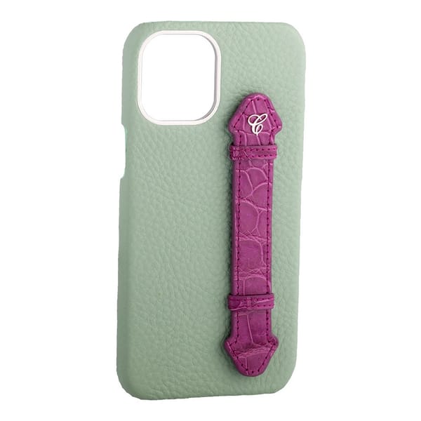 Pastel Green Togo/ Purple Croc Side Finger case for 12 Pro Max