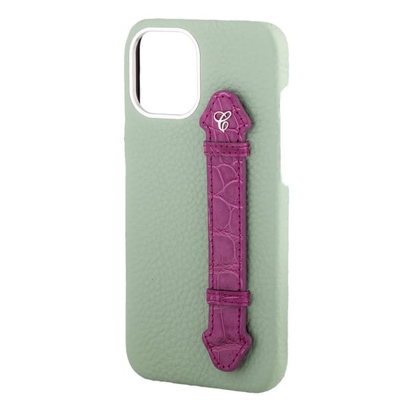 Pastel Green Togo/ Purple Croc Side Finger case for 12 Pro Max